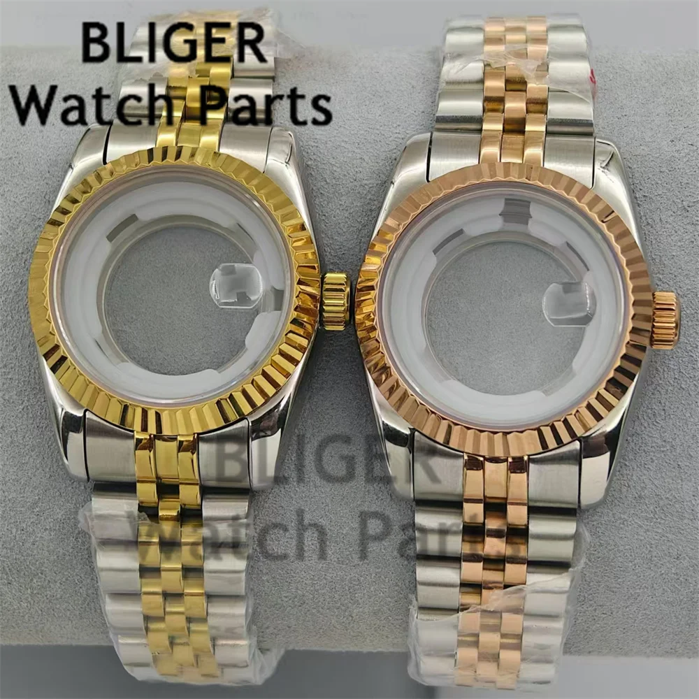 BLIGER 31mm High Quality Women's Case Rose gold/gold Coated Case Sapphire Glass Stainless Steel Strap For NH05 NH06 Movement - view 3