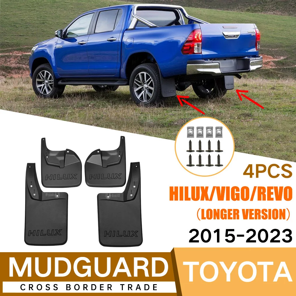 

For Toyota Hilux Vigo Revo 2015-2023 Rear Extended Mud Flaps Mudguards Splash Guards PP Soft Plastic Accessories