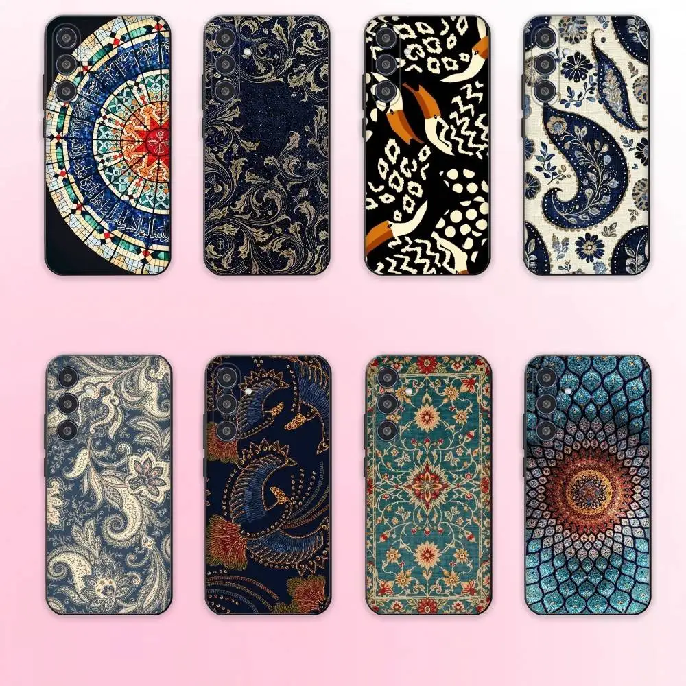 

Persian Pattern Flowers Artwork phone Case For Samsung Galaxy A73,A72,A71,A70,A53,A52,A51,Others Soft Black Shell