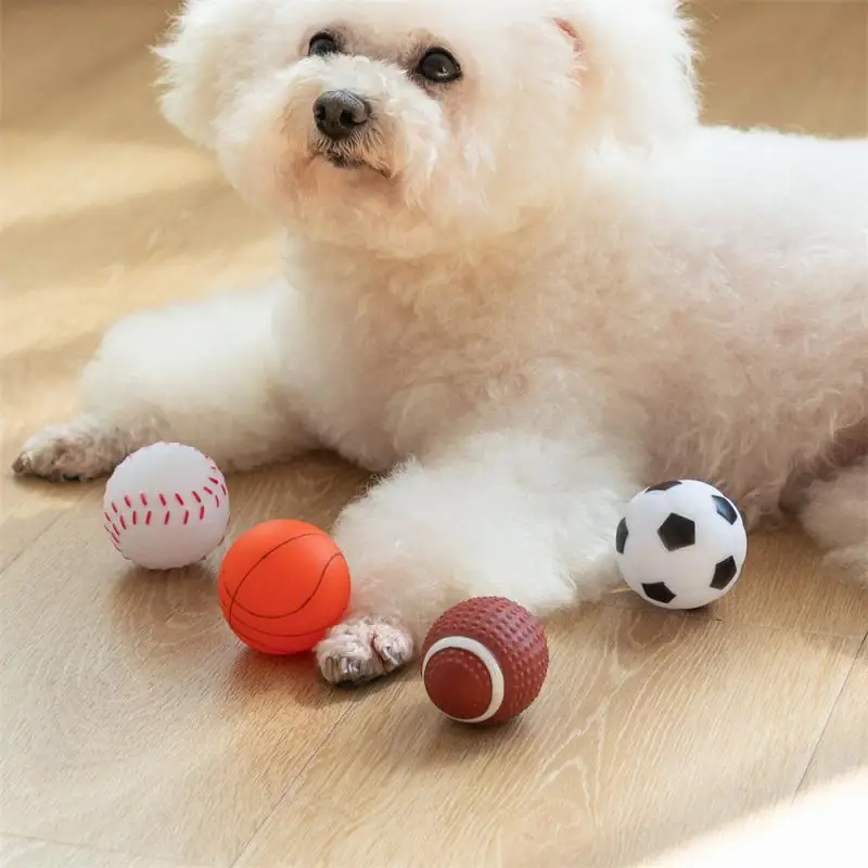 Dog Toys Squeak Sound Dog Ball Rubber Rubgby Football Basketball Interactive Toys For Dogs Small Medium Large Pets Toy Supplies