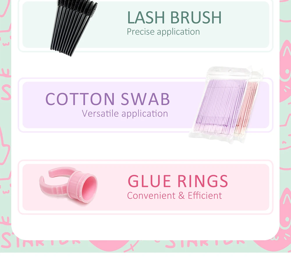 DIYDAY Lash Starter Kit Set für Anfänger, individuelles klassisches 3D-W-Wimpernverlängerungs-Wimpernzubehör, Make-up-Werkzeug-Set – Detail 8