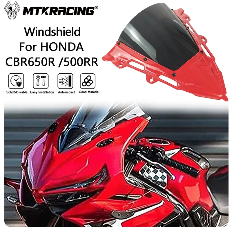 

MTKRACING Windshield For HONDA CBR650R /CBR500RR 2019-2023 Motorcycle Heightening Raised Wind shield Deflector WindScreen