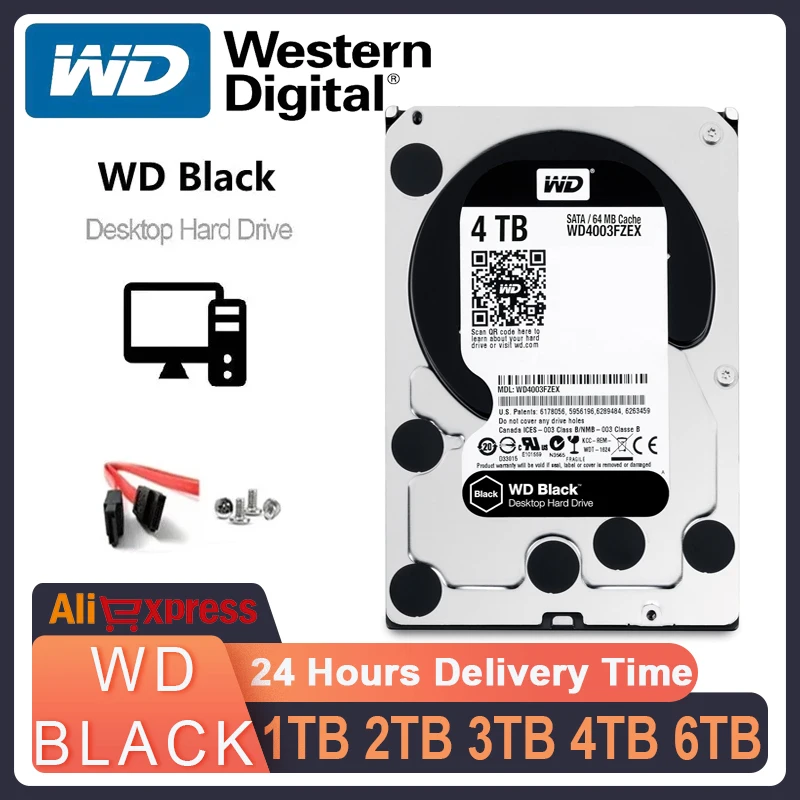 Hard Drive Western Digital WD Black 1TB 2TB 3TB 4TB 6TB Performance Internal HDD SATA 64MB Cache 3.5 Inch Suitable 1TB