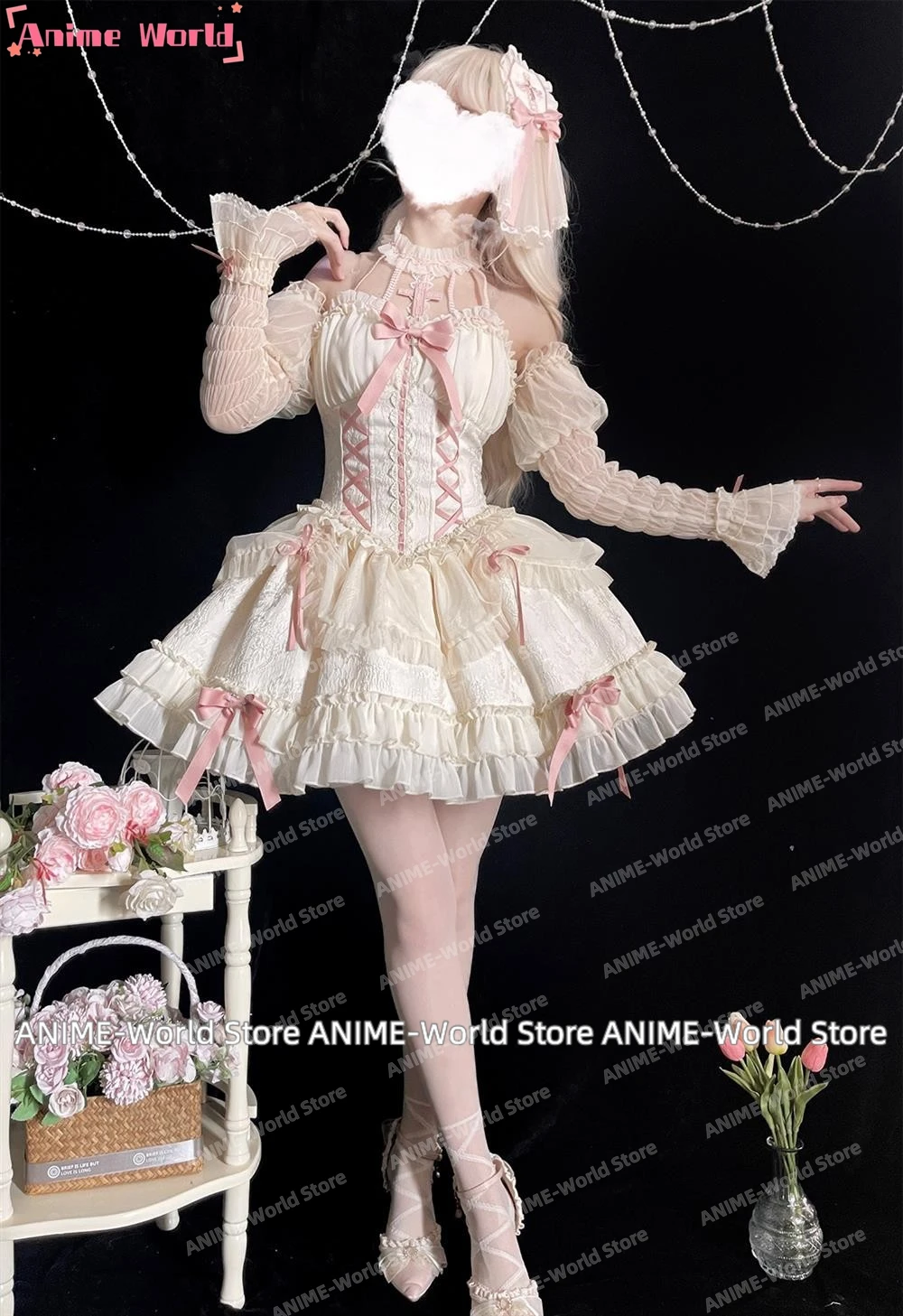 Anime Manga Chobits Chi Cosplay Costume Lolita Pink Bow Clamp Chi Cosplay Bow Clamp chi Halloween Christmas