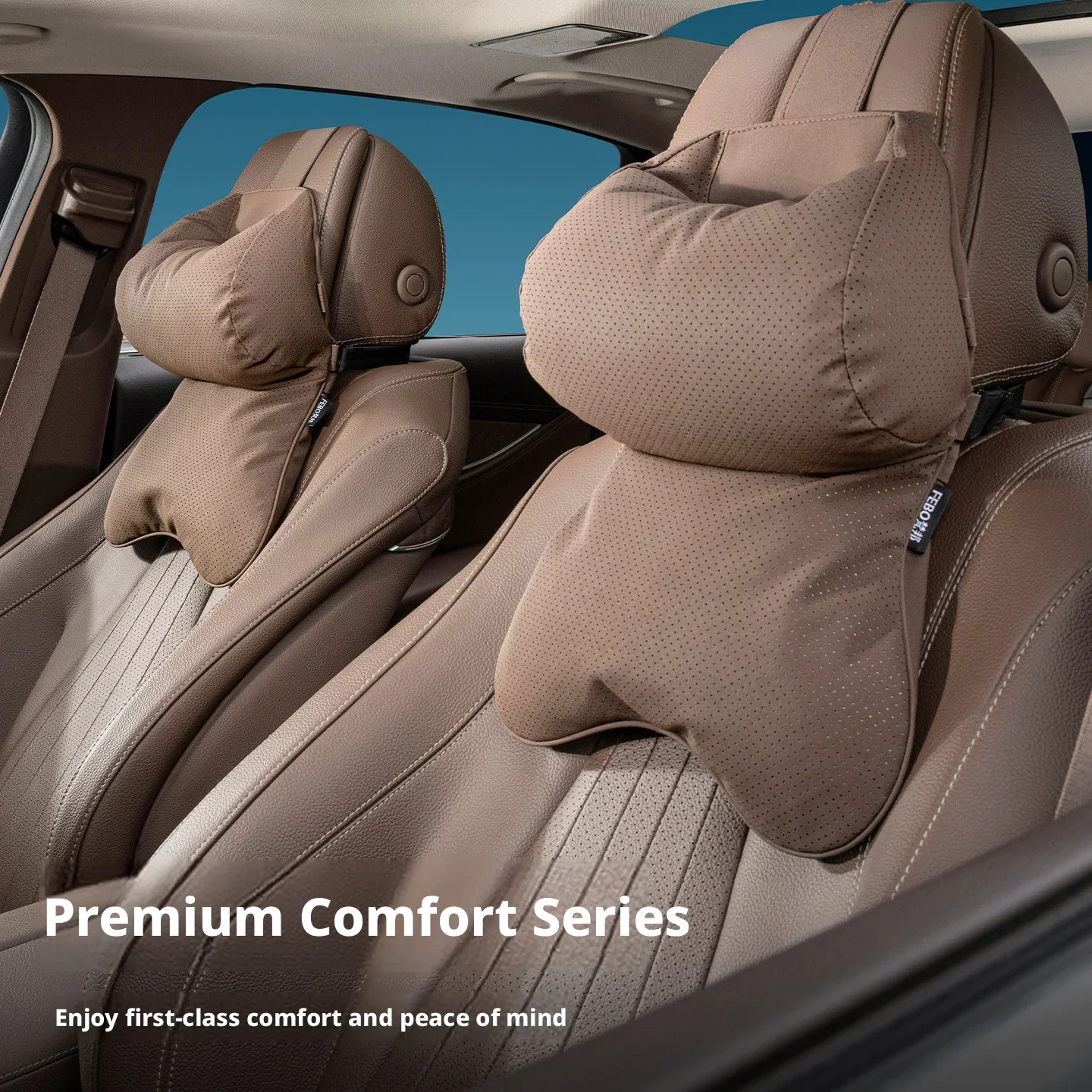 New Model Nappa Leather Car Headrest shoulder integrated Neck-supporting Pillow Dual-Layer Breathable Car Neck pilow