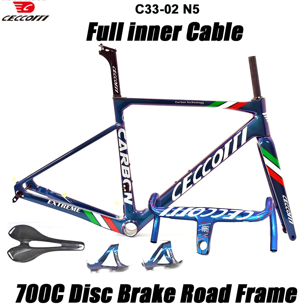 CECCOTTI RF33 Model Chameleon color Road Bike Frame Full Internal cable Disc Brake Bicycle Frameset