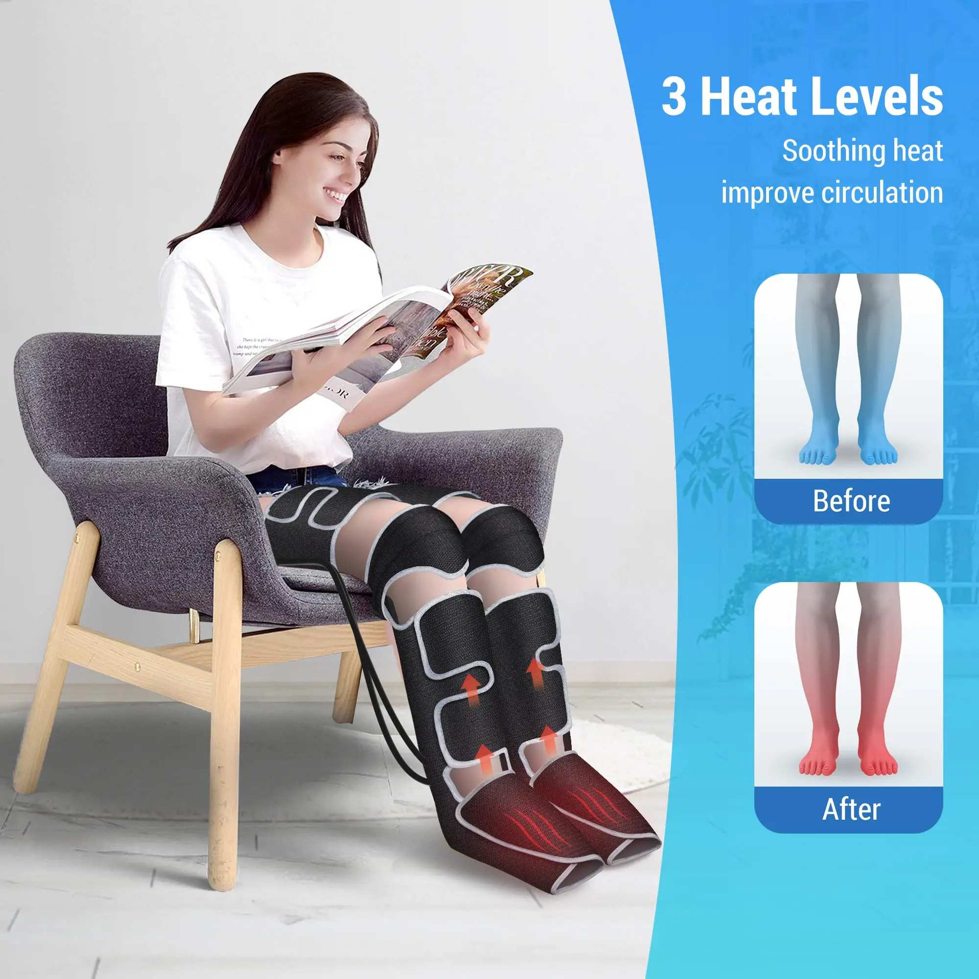 360° Foot Calf air pressure leg massager Leg Muscle Relaxation Promote Blood Circulation Relieve Pain lymphatic drainage device