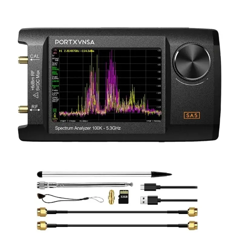 SA5 Professional Spectrum Analyzer 4Inch IPS Signal Generation, Up to 5.3GHz with 5000mAh Rechargeable Battery