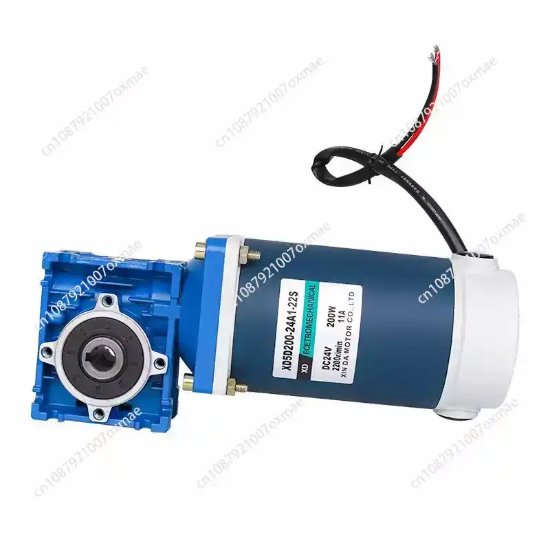 200W 12V 24V DC Worm Gear Reducer Motor RV30 DC Gearmotor RV30 Self-Gearing Single-lock Shaft Rotation CW CCW