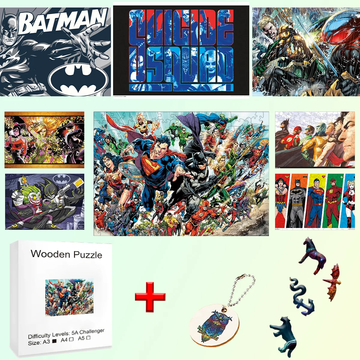 Super Hero Wooden Puzzle for Kids, Quebra-cabeças, Quebra-cabeça, Brinquedos Educativos para Crianças, Jogo para Pais, Modelo de Menino