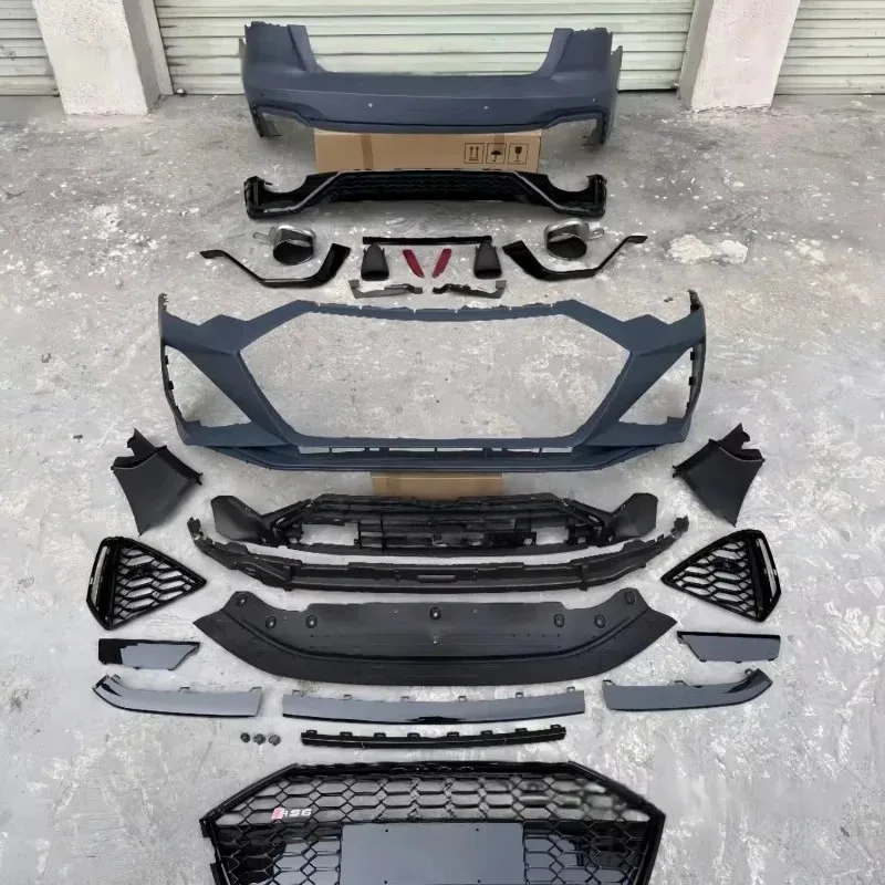 Suitable for 19-23  A6L Modified and Upgraded RS6 Large Encircle Front and Rear Bars Side Skirt Center Net Tail Nozzle