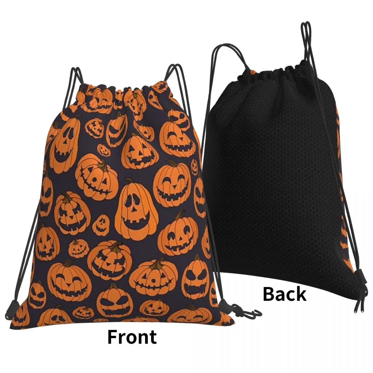 

Ghost Pumpkin Halloween Backpacks Fashion Portable Drawstring Bags Sports Bag Book Bags For Man Woman Students
