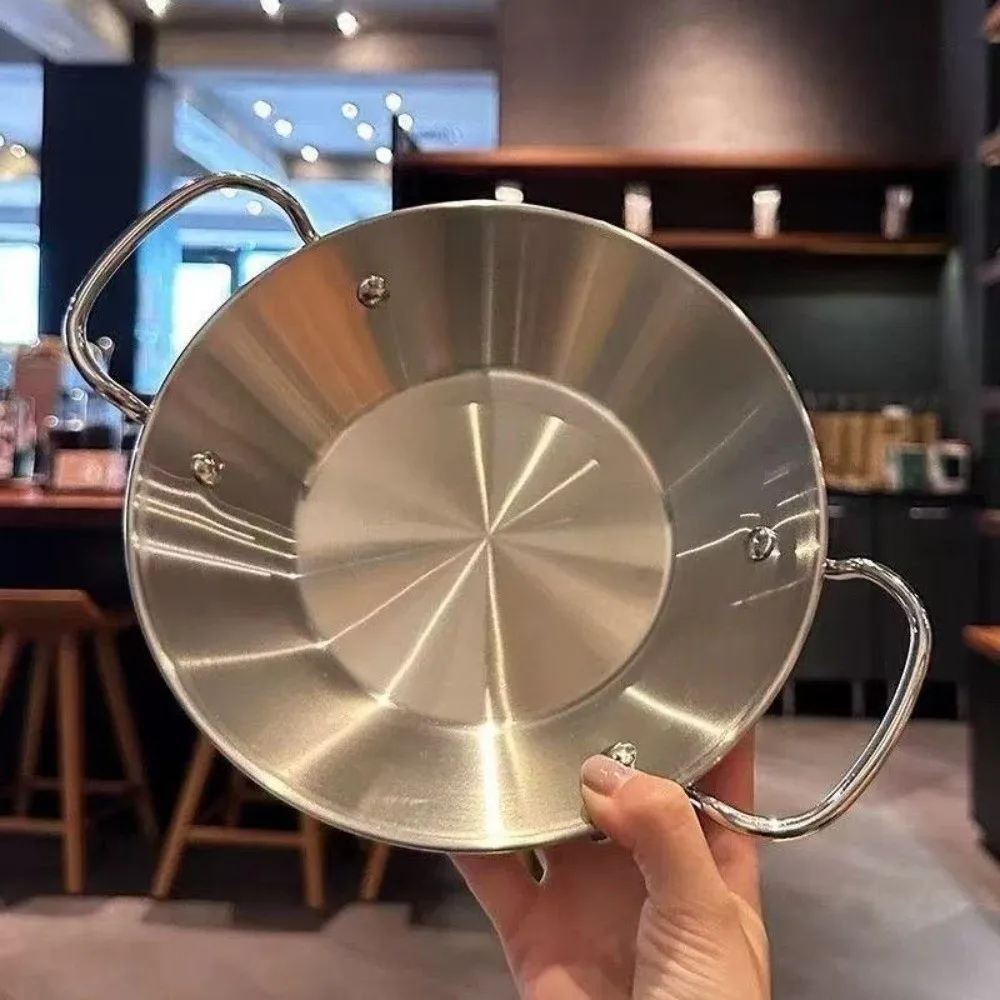 Double Handles Stainless Steel Saucepan 22cm Silver Gold Seafood Rice Pot Griddle Dry Pot‌ Noodle Soup Cooking Pot Home Cooking
