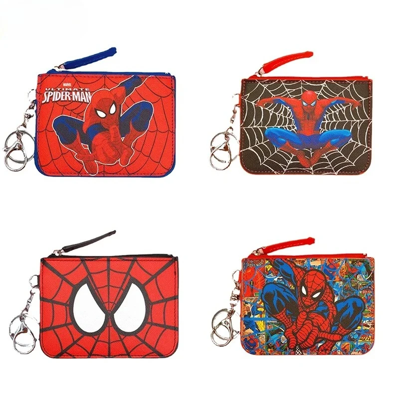 

Кошелек для монет с аниме-персонажами Marvel Spiderman, чехол для студенческого удостоверения, мультяшный брелок для ключей, подарок для мальчиков, держатель для карт, брелок-подарок