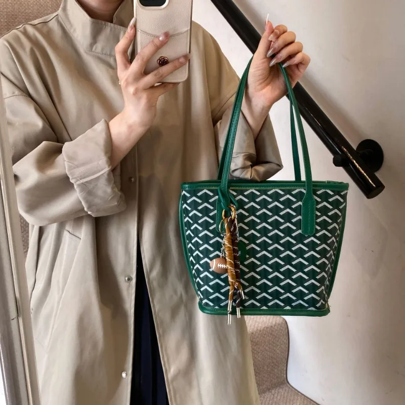 

Ins Fashion Trendy Dog Tooth Bag Premium Mini Tote Bag Large Capacity Commuter Single Shoulder Versatile Basket Handbag