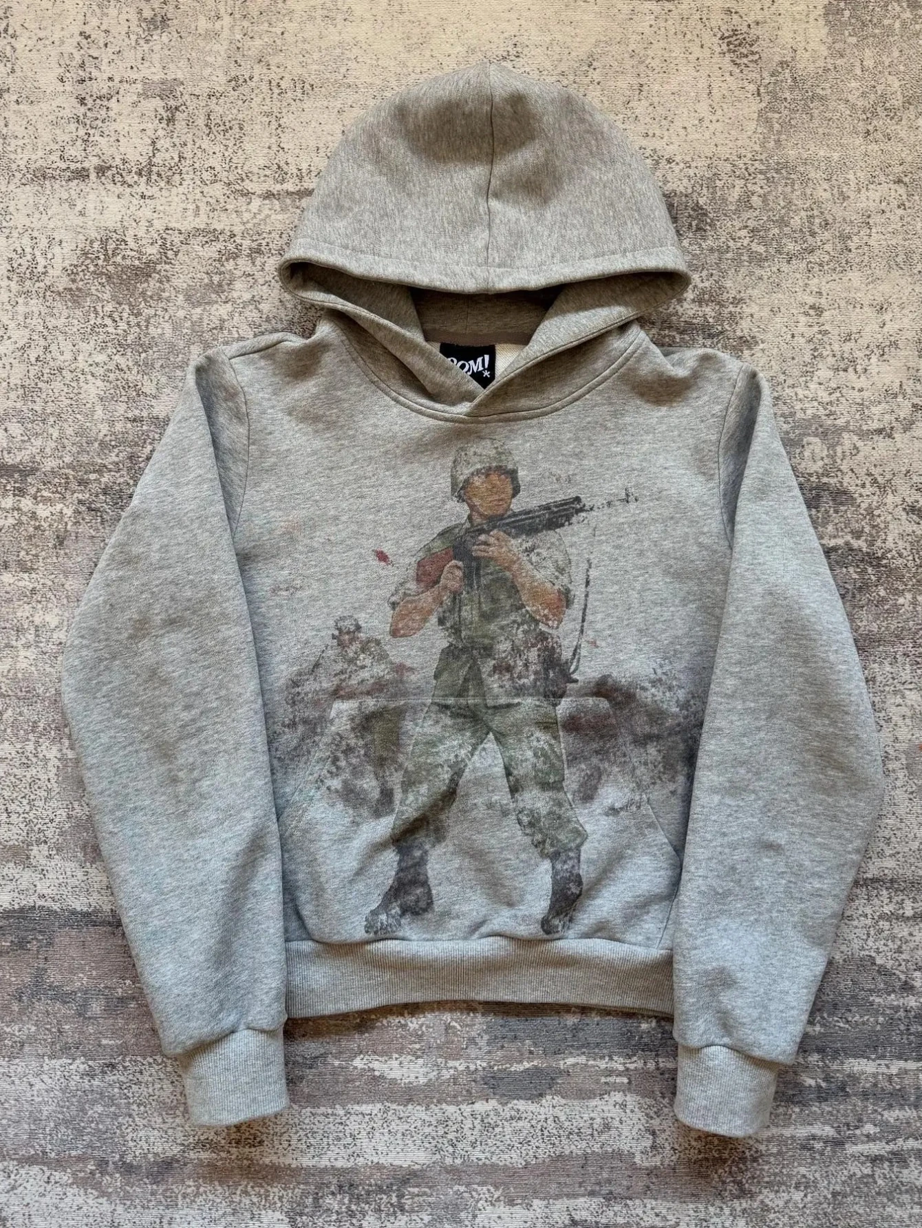 Europeu e americano outono e inverno esportes com capuz pulôver retro impressão fotos homens e mulheres mesmo cinza solto hoodie