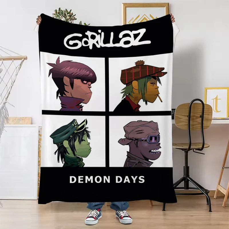 

Virtual Anime Rock Band Gorillaz Blanket Decorative Sofa Blankets for Winter Catnap Plead Cover King Lid Office Plaid With Print