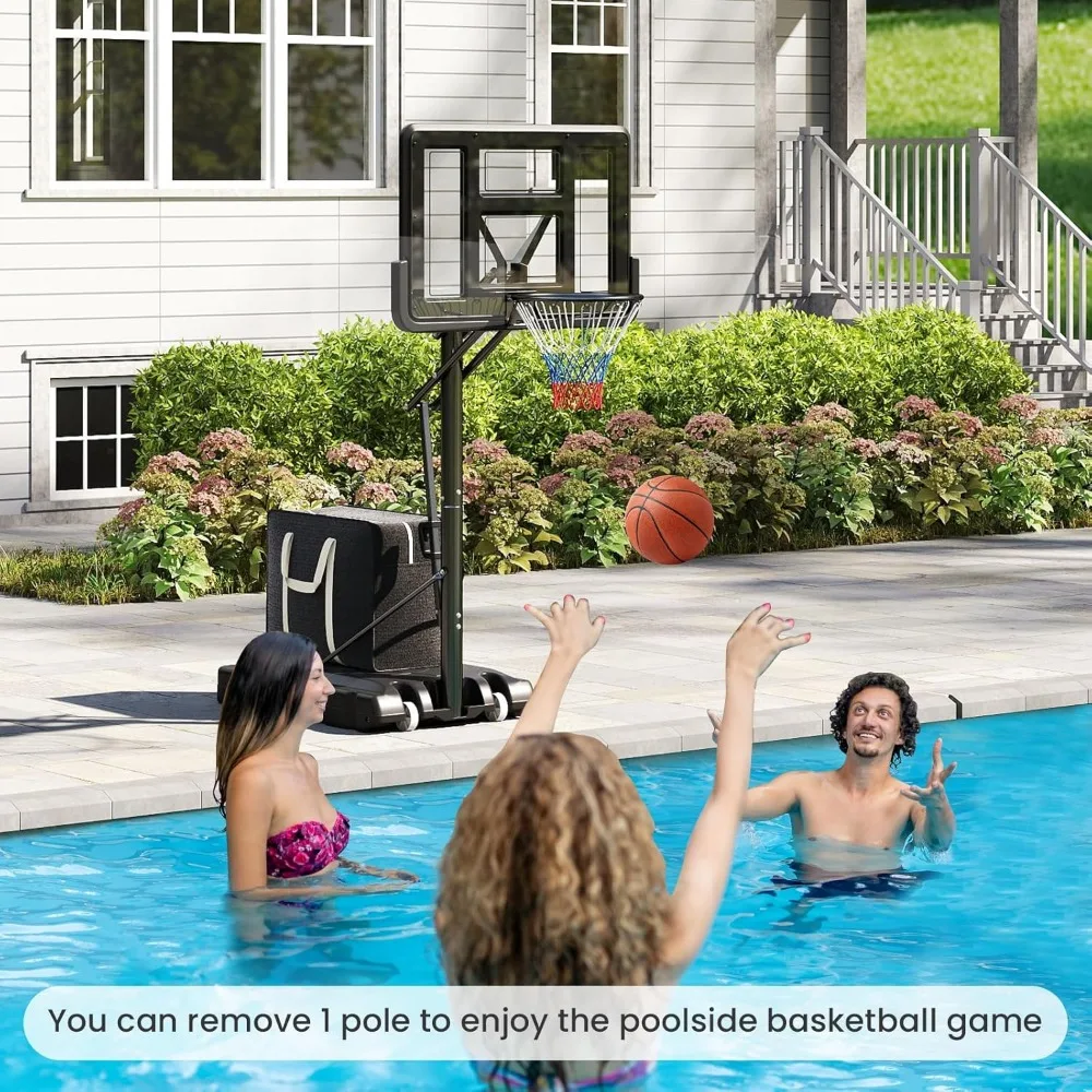 Golfe de basquete de altura ajustável de 4,6 a 10 pés com tabela inquebrável de 44 polegadas e aro de metal de 18 polegadas para jogo de aderência e tração