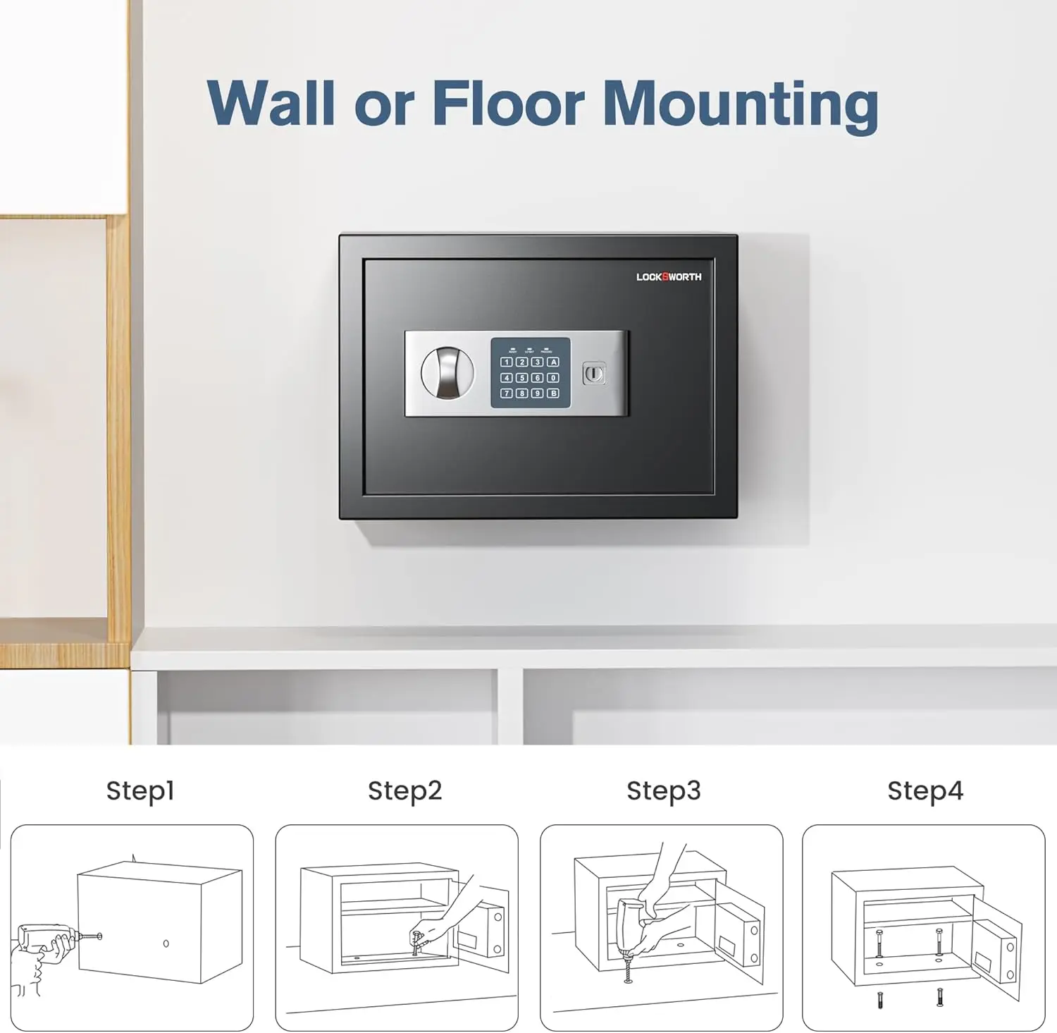 Compact Digital Security Safe Box for Money, Jewelry, Documents - 0.6 Cubic Feet, Easy Installation