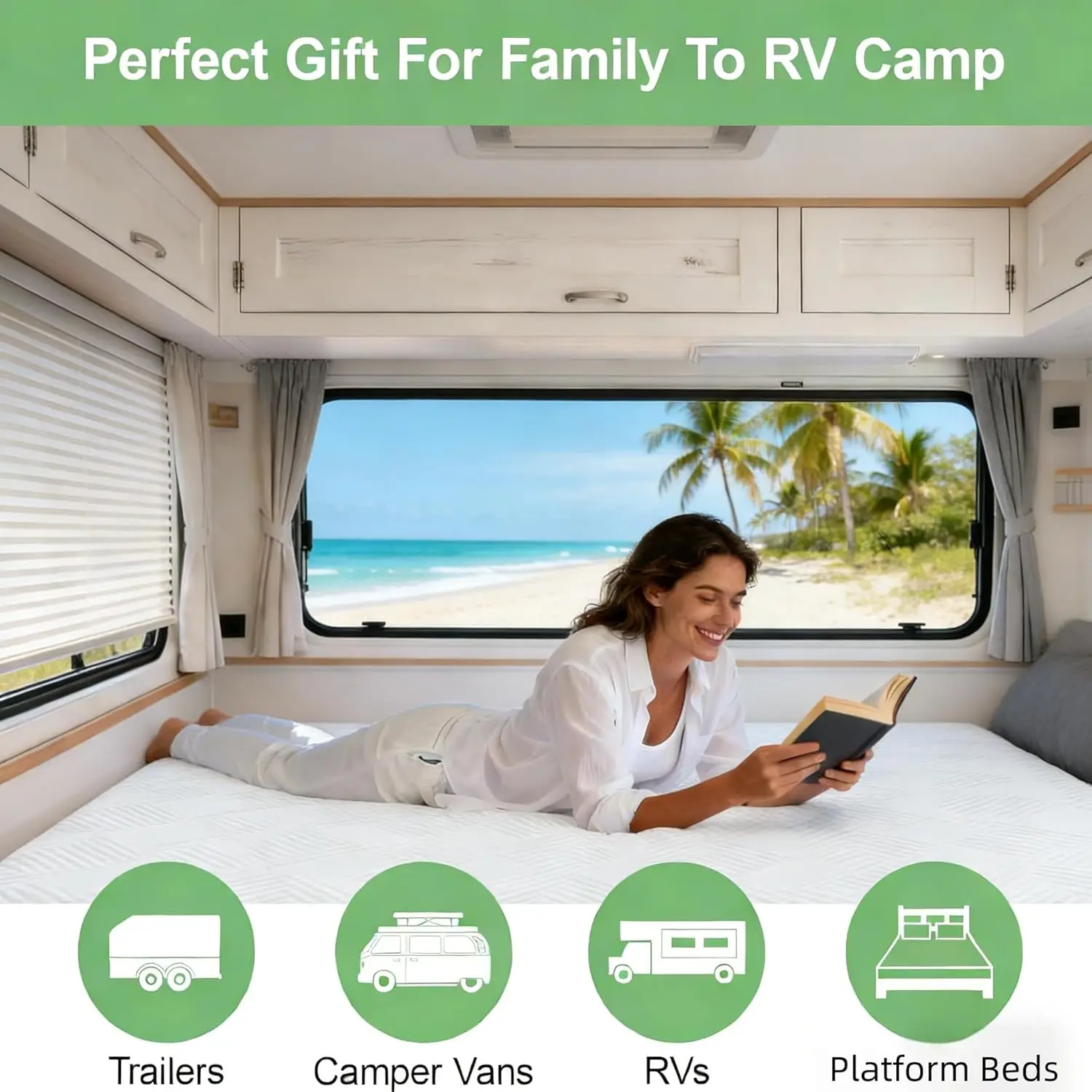 RV Use, Memory Foam RV Short Queen Mattress in Gray, with Cooling Gel, Relieve Pressure, Medium Firm Support, CertiPUR-US