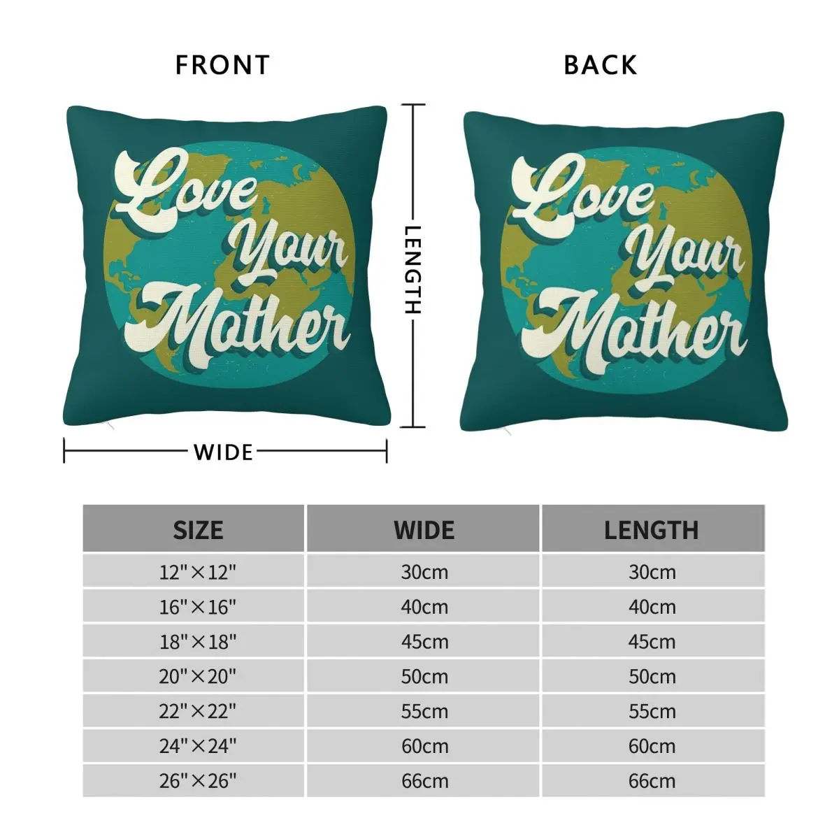 Climate Action Now Love Your Mother Square Pillowcase Pillow Cover Polyester Cushion Decor Comfort Throw Pillow for Home Car