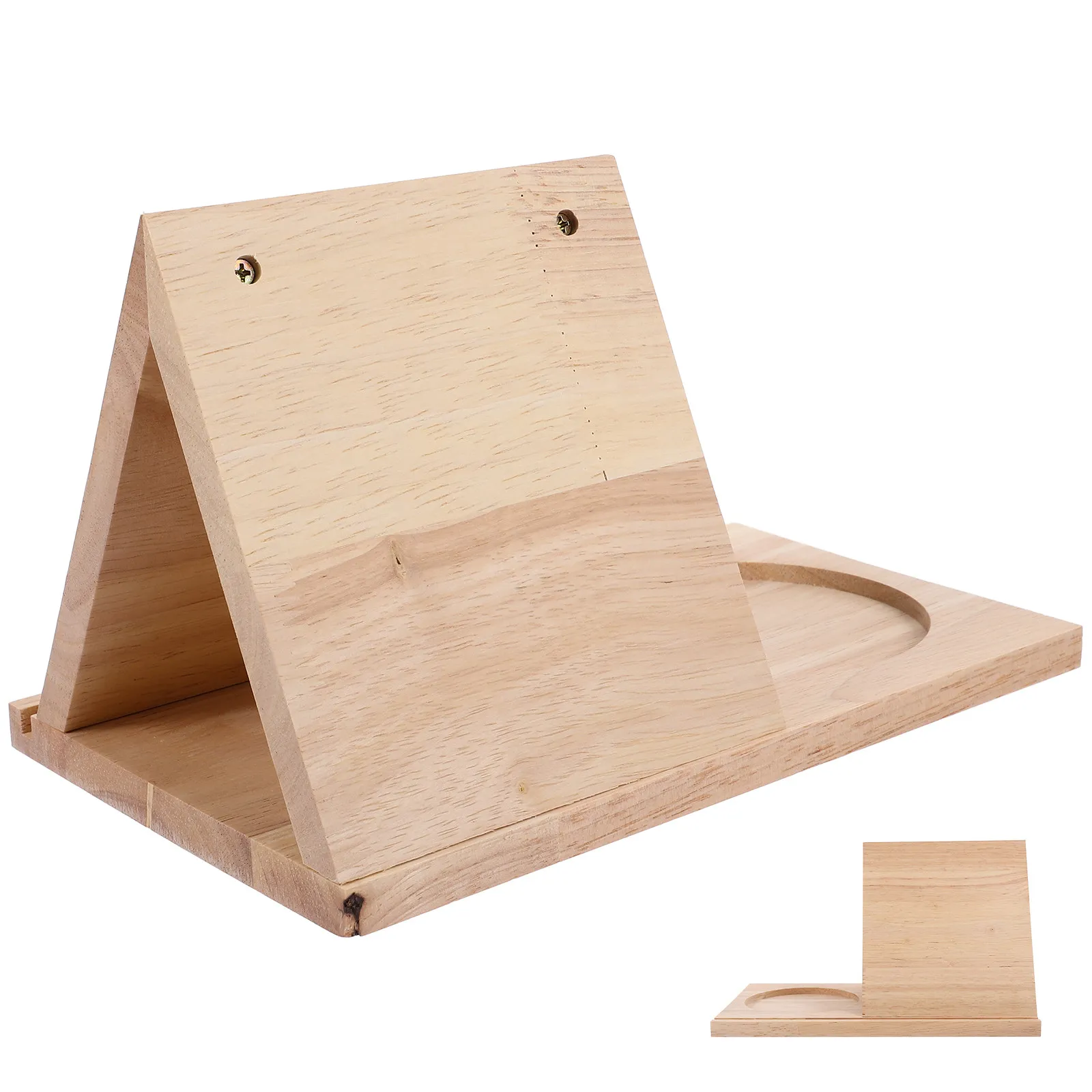 triangular-bookshelf-with-cup-holder-wooden-book-stand-page-rest-compact-desktop-organizer-for-books-and-drinks