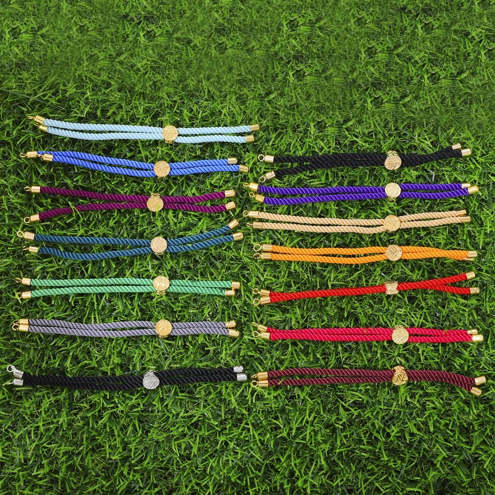 Juya 4 2Pcs/Lot Handmade Cotton Material Colorful Stopper Bead Adjustable Rope Chains Accessories For DIY Charms Bracelet Making