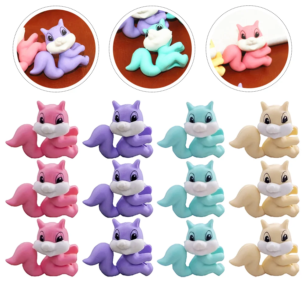 36 Pcs Squirrel Eraser Pencils for Kids Pets Mini Erasers Bulk Toy Fun Students Animal Plastic Animals Toddler Small Holiday