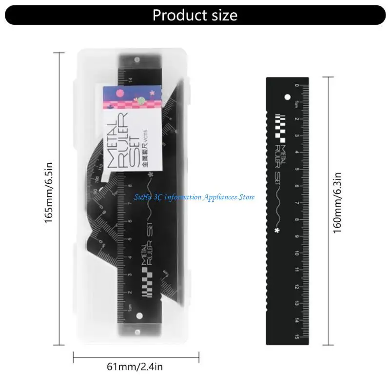 أداة هندسة الطالب مجموعة الرياضيات الهندسية للطلاب مع مجموعة منقلة مسطرة مستقيمة مربعة #6