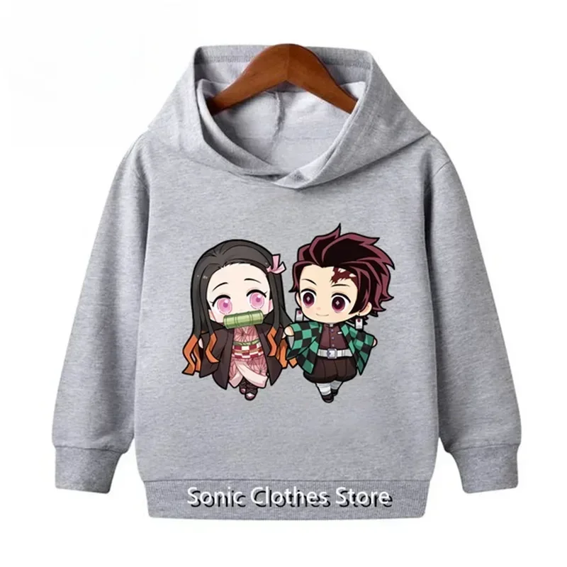 Abbigliamento per bambini Cappotto con cappuccio Bambini Ragazzi Ragazze Cartoon People Anime giapponesi Demon Slayer Stampa Bambino di età 3-12 Top casual