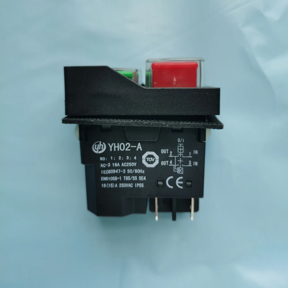 YH02-A AC250V Waterproof Push Button Electromagnetic Switch 4 Pin 5 pin 16A Magnetic Power Tool Safety Switches for Machine