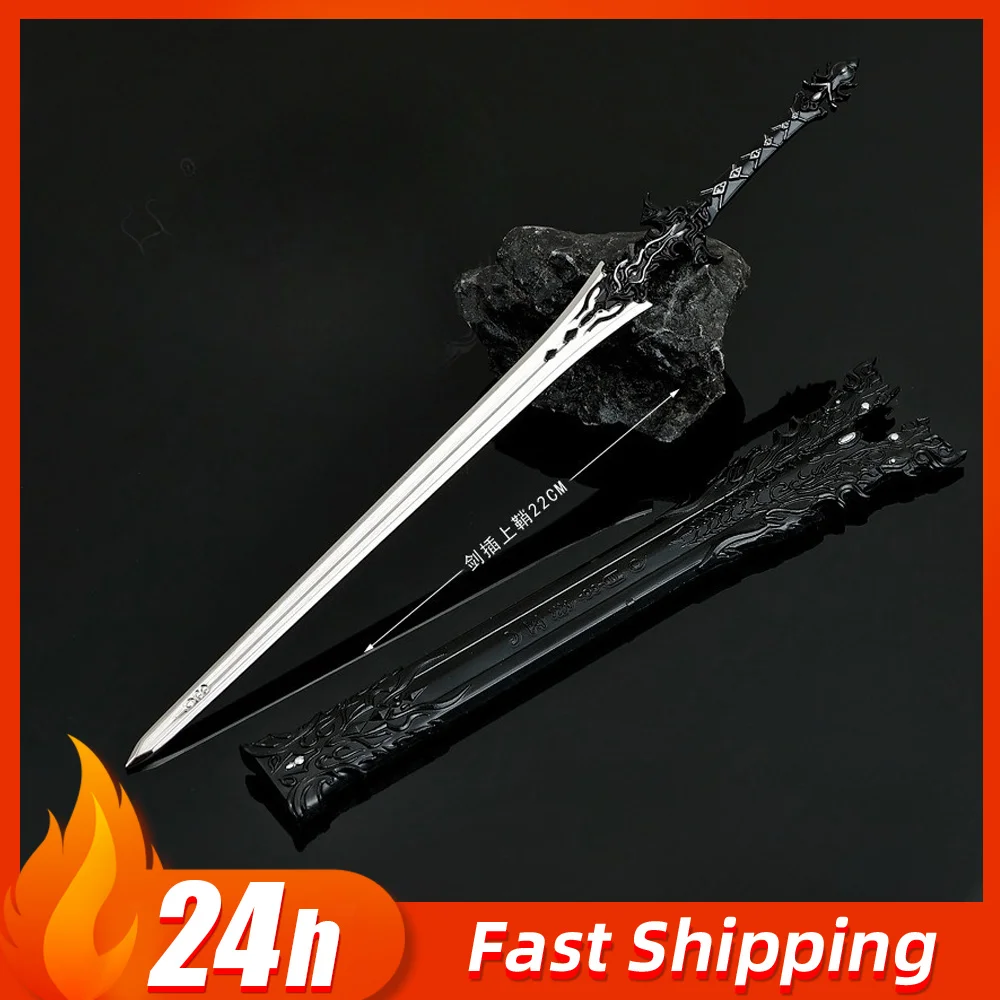 JX3 لعبة على الانترنت السيف الطرفي لقمع الأسلحة المعدنية الشريرة نموذج مع Scabbard تأثيري الدعائم الحلي الهدايا ألعاب للأولاد