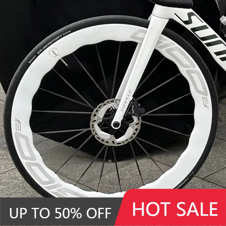 

STLF GIOO 26-Inch 700C Cruiser Bike Wheelset with Carbon Gravel Fiber Wavy Rims Disc Brake Road Bicycle Part Cycling Thru Axle W