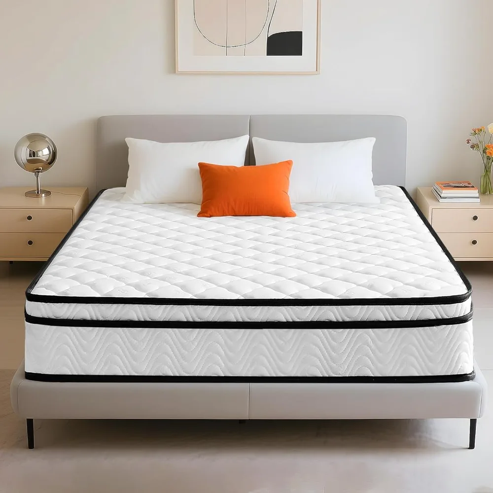 Colchón de 8 pulgadas de espuma viscoelástica híbrida, resortes de bolsillo, alivio de presión, certificado CertiPUR-EE. UU.