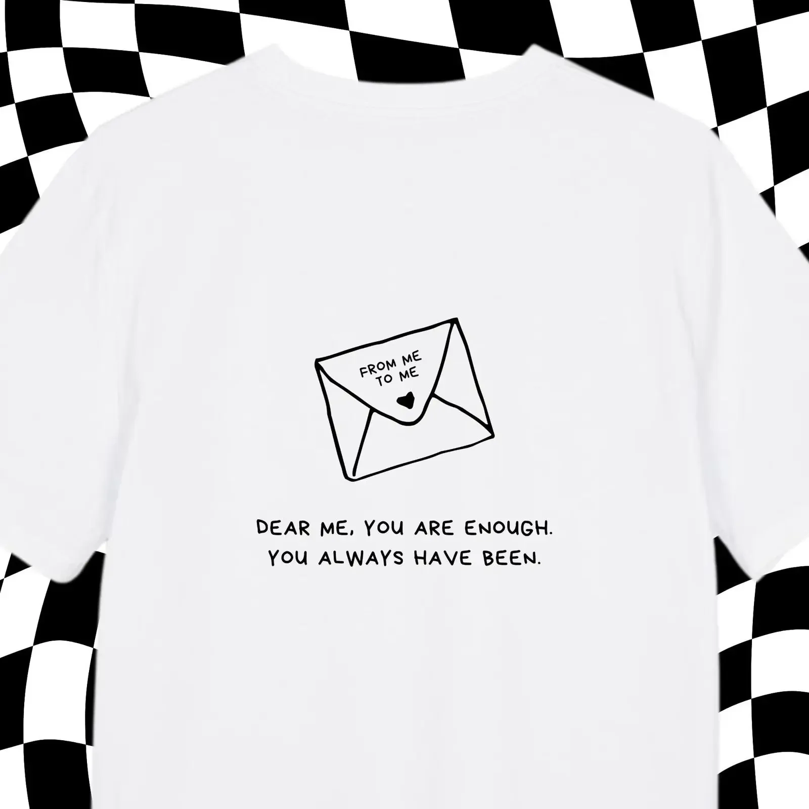 T-shirt avec slogan « Dear Me You Are Enough », imprimé « Love Letter », en coton biologique, pour la santé mentale et la pleine conscience, décontracté, vintage, délavé