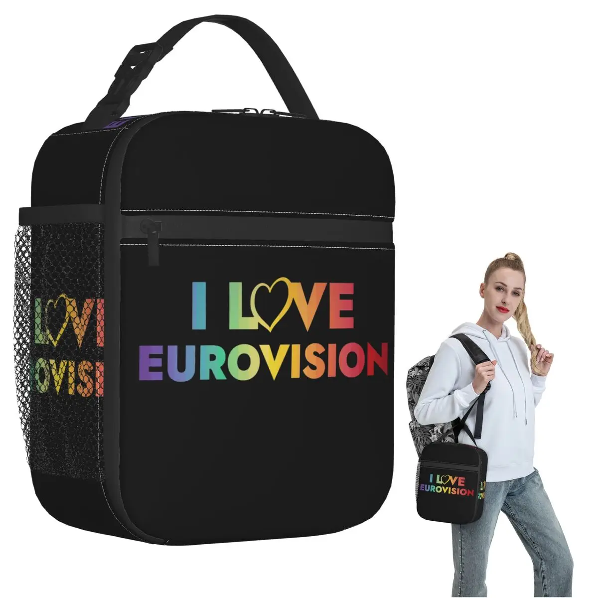 

I Love Eurovision - Термосумка для обеда с радужным узором для женщин и детей, герметичные контейнеры для еды, термосумка для обеда
