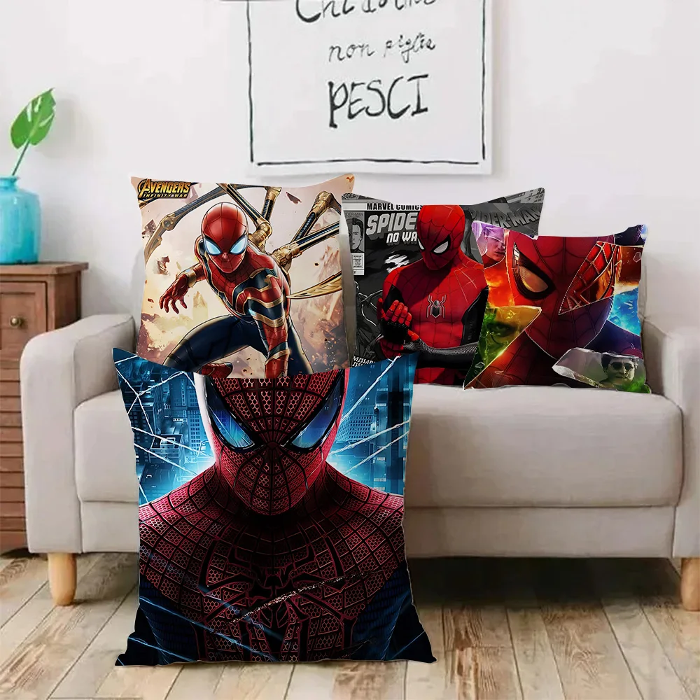 Cool MarvelS Pillow Covers SpidermanS Cartoon Sofa Decorative Home Double-sided Printing Short Plush Cute Cushion Cover