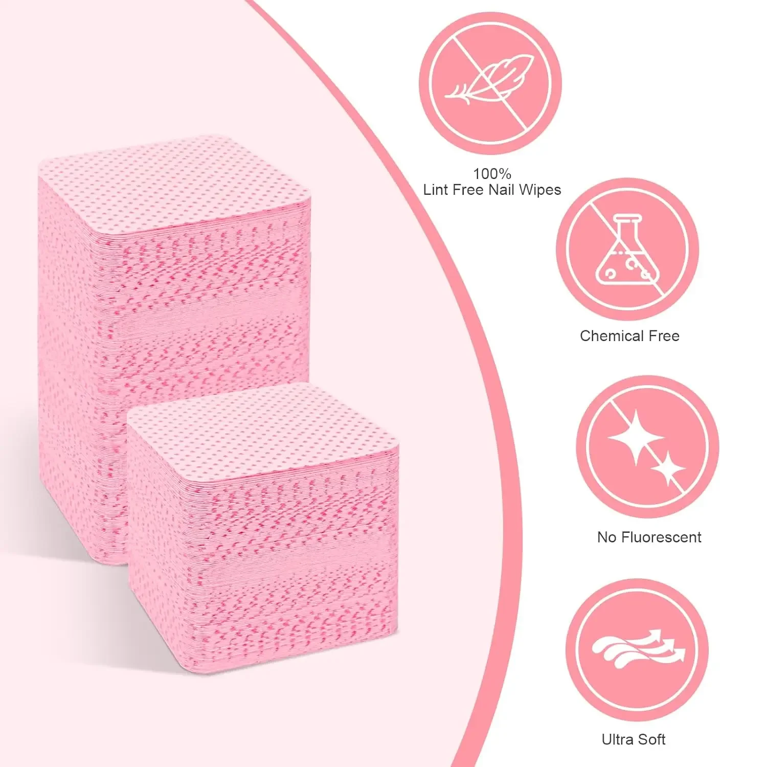 Lingettes professionnelles sans peluches pour les ongles : super absorbantes et sans peluches, parfaites pour le retrait du vernis à ongles et le nettoyage de la colle à cils