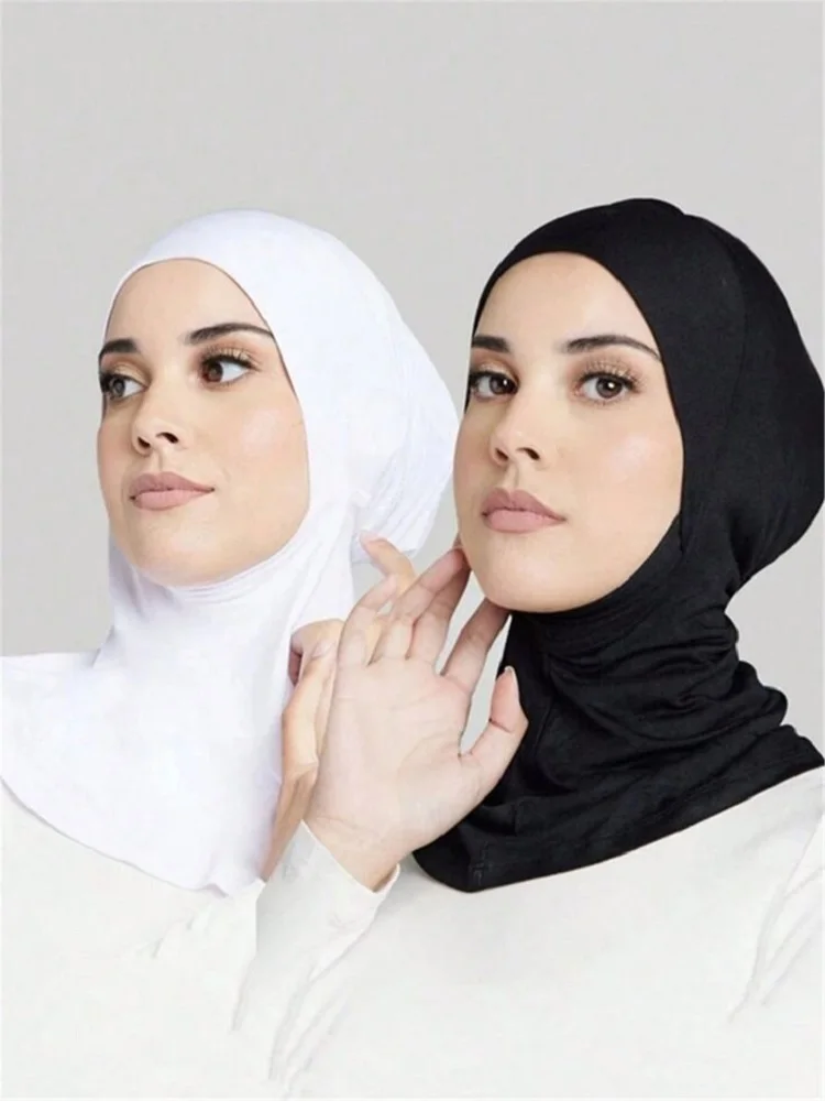 Bereit zum Tragen einer Innenkappe, Hijab für Frauen, muslimisches, solides Untertuch, Hijab, Unterkappe, Schal, Turban, Hut, islamische muslimische Hijabs, Kopfbedeckung – Detail 1