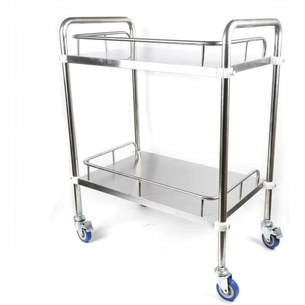 

2 Layers Stainless Steel Cart Trolley Lab Serving Cart Trolley Stainless Steel Utility Cart Catering Cart Serving Equipment