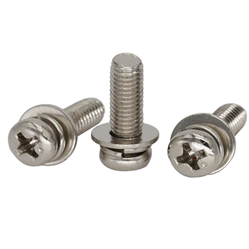 

M3 M4 M3/4*6/8/10/12/14/16/20/25/30/35/40/50 304 Stainless Steel Spring Washer Phillips Cross Pan Head Screw Assembly Bolt