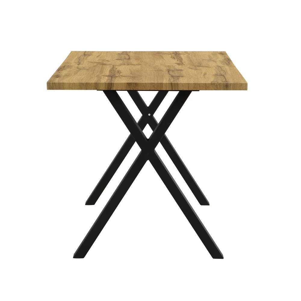 Esstisch, gekreuztes Design, rechteckiger Esstisch, Couchtisch, moderner, einfacher Esstisch aus Schmiedeeisen, 140 x 80 x 76 cm – Detail 6