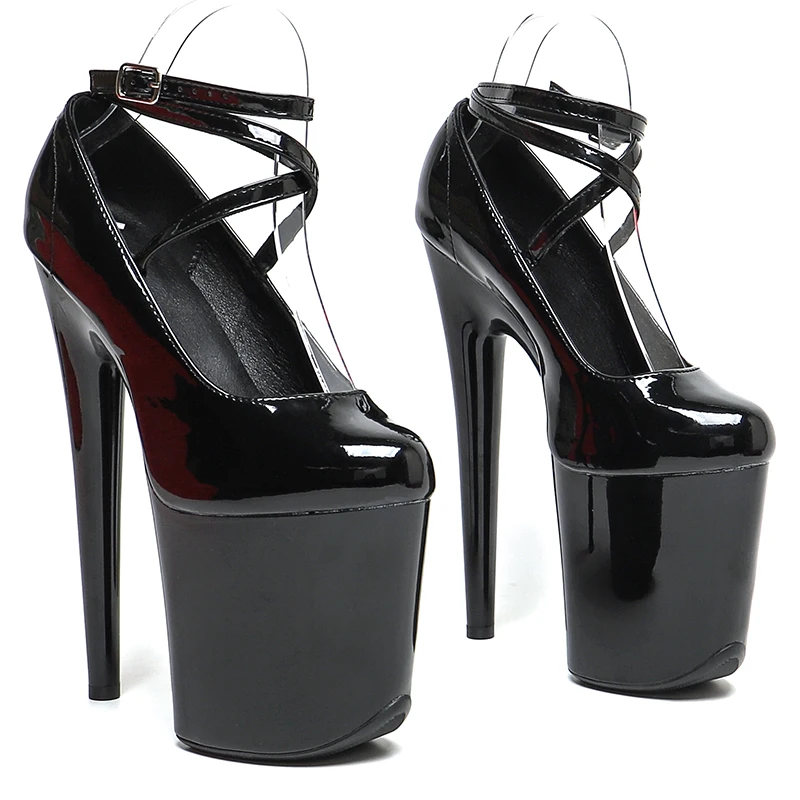 

Leecabe 20cm/8inch Patent PU round toe pumbs high heel sexy model shoes stripper heel pole dance shoes