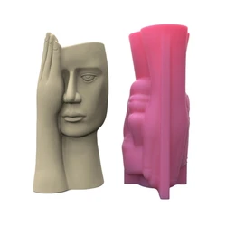 DIY Planter Vase Molds Screened Human Face Cements Mould Silicone Material