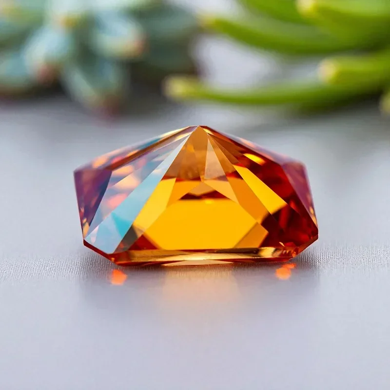 Moissanit-Stein, orangefarbener VVS1-Radiant-Schliff, künstlicher Edelstein, DIY-Ring, Halskette, Ohrringe, Hauptmaterialien mit Zertifikat – Detail 4