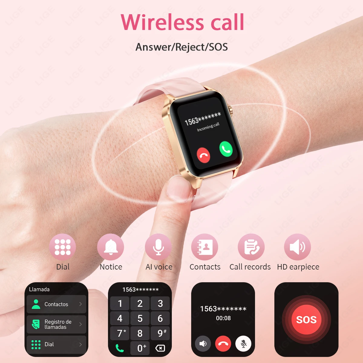 2025 New Women Smart Watch Men 1.85'' HD Screen Bluetooth Call Sports Fitness Watches Waterproof Smartwatch Lady For Android iOS