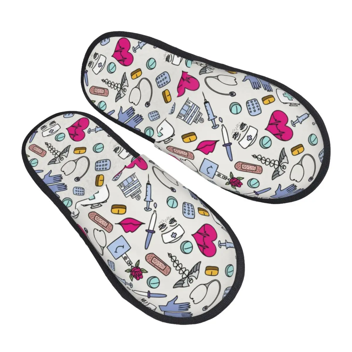 Custom Nursing Pattern Nurse Guest Slippers for Bathroom Women Health Care House Slipper