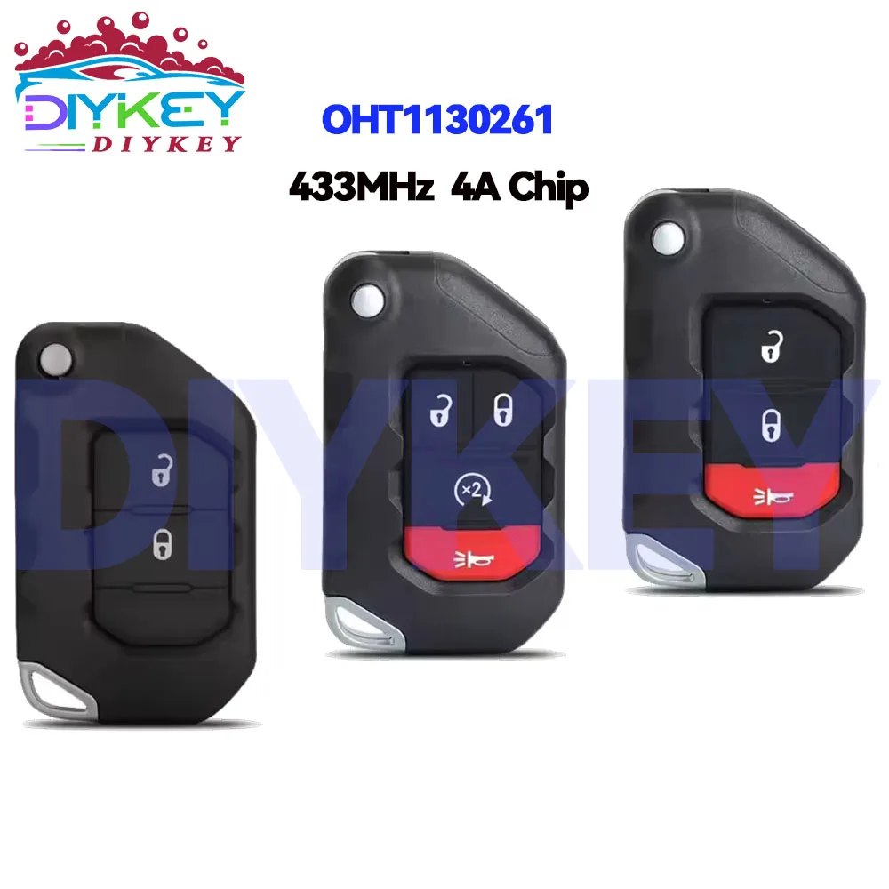 

DIYKEY FCC ID: OHT1130261 68416784AA Умный дистанционный ключ без ключа для Jeep Wrangler Gladiator 2018-2024 433 МГц PCF7939M 4A чип