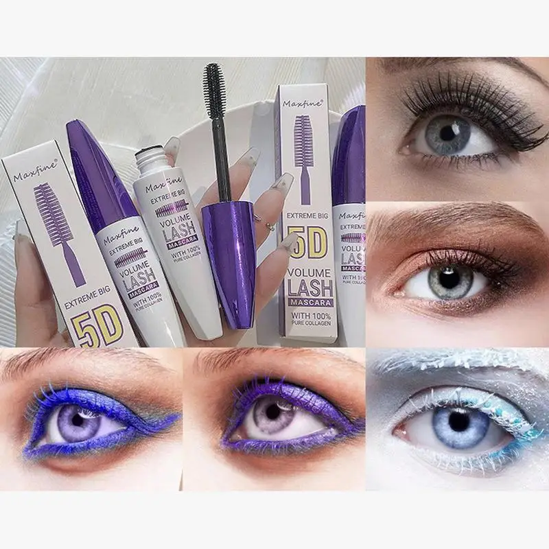 5D Mascara Lengthening Waterproof Eyelashes Eye Mascara Volume With Silk Fibers Brush Eyelash Makeup Tool Cosmetics