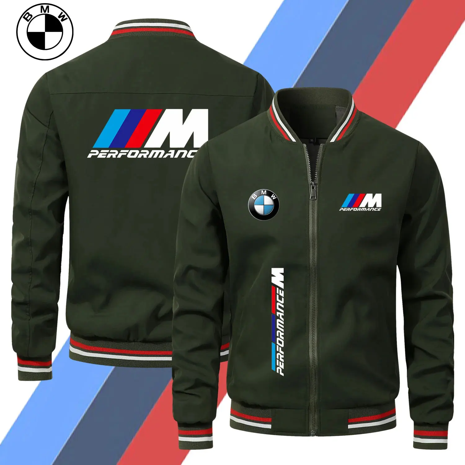 

New Fashion Men's BMW Motorcycle Jacket Hip Hop Baseball Jacket Men's Flight Jacket Sport Full Zip Jacket BMW Windproof Jacket